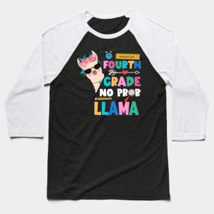 Fourth Grade Teacher 100th day of school No Prob Llama Baseball T-Shirt